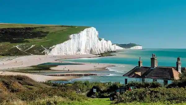 Scenic view of the sussex beach with the white cliffs general to the area